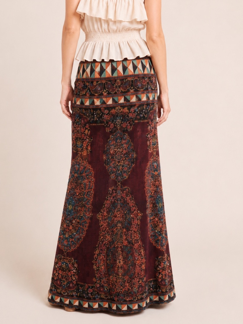 Farm Rio X Anthropologie Mixed Pattern Maxi Skirt or Dress EUC XSmall - Picture 4 of 16